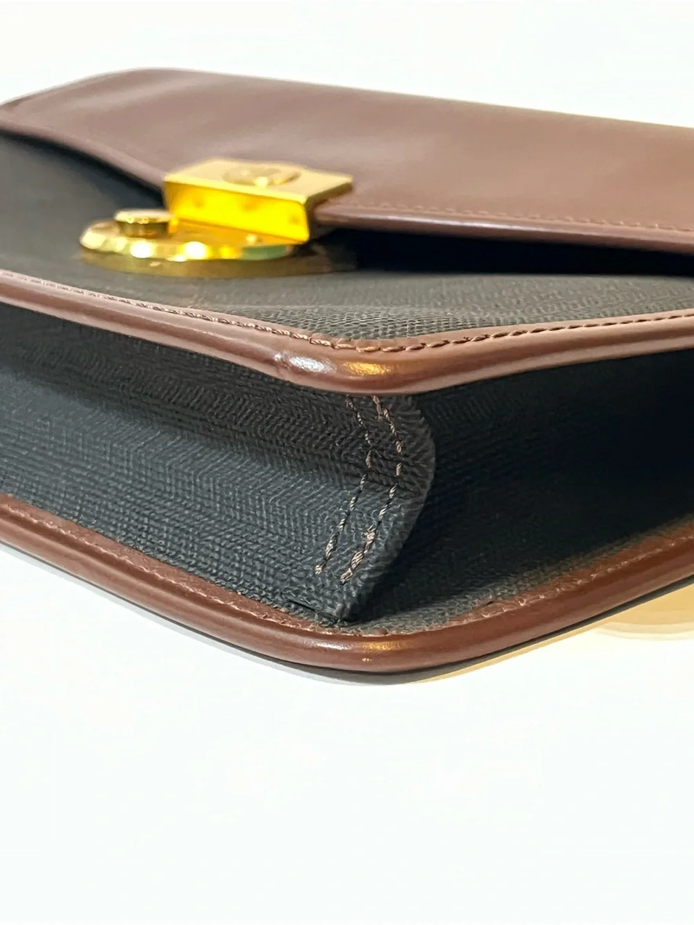 Vintage Alfred Dunhill Leather Canvas Clutch Bag with Key Lock